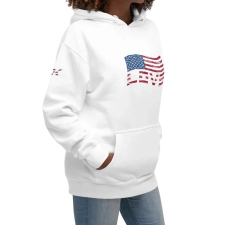 Stars and Stripes Love Flag Hoodie - white 90ITWC on David Krug Online Store