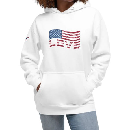 Stars and Stripes Love Flag Hoodie - white 90ITWC on David Krug Online Store